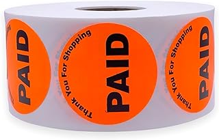 10 Rolls 10,000 PCS - Bright Orange Paid Thank You for Shopping Stickers (1.5
