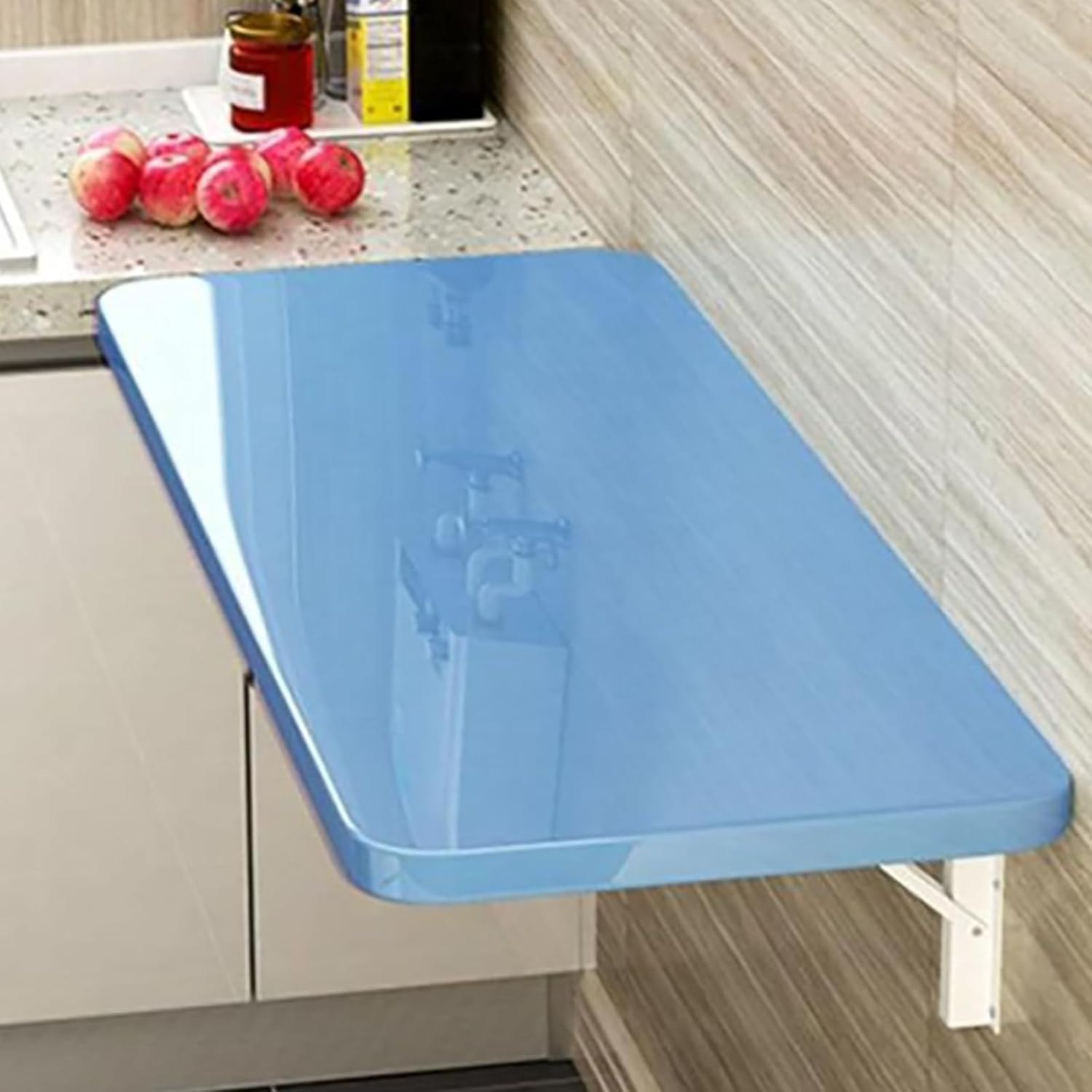 Fold Down Wall Desk with Drop Leaf Blue 60x40cm Space Saving Home