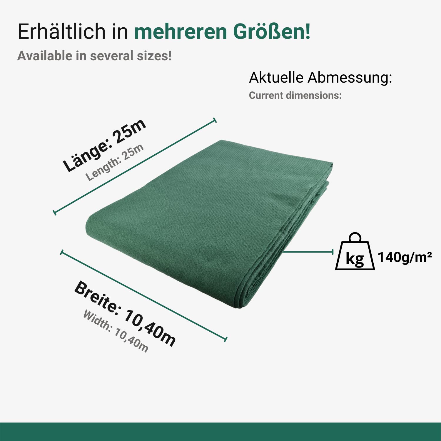 AGRIplus Telo di Copertura, 10,4 x 25 m (260 m²), 140 g/m², Tessuto di Paglia, Versatile, Estremamente Resistente allo Strappo per Una Protezione a Lungo Termine, Resistente ai Raggi UV