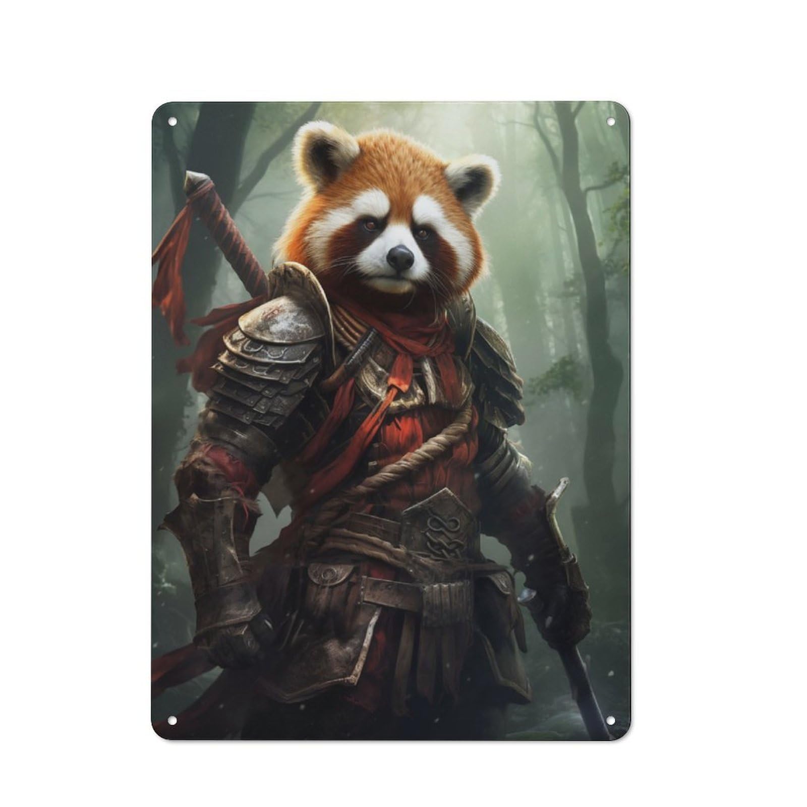 Junmoney Red Panda Rustic Tin Wall Plaque 40X30cm For Home Bar Wall, For Vintage Wall Decor Fans, For Living Room And Hallway Decor