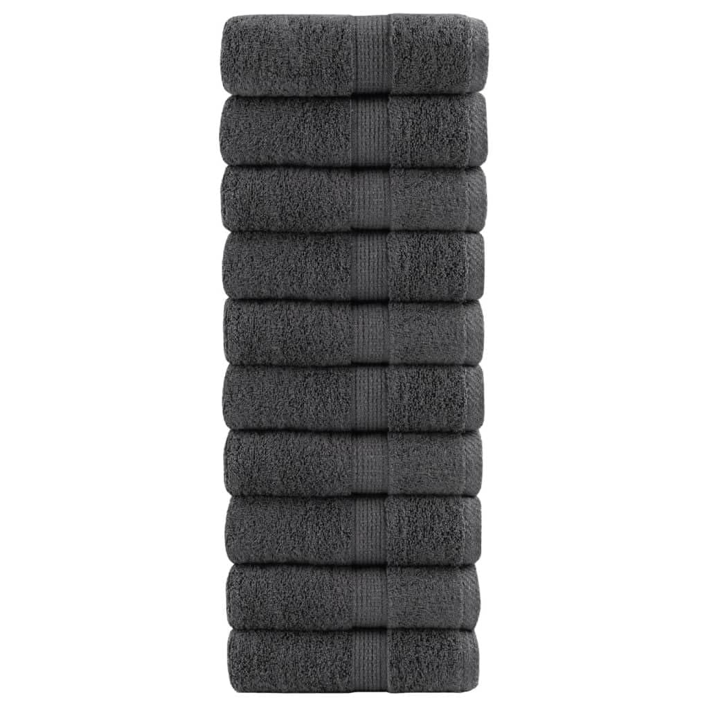 SOLUND Lot de 50 gants de toilette Anthracite 15 x 21 cm 600 g/m² en 100 % coton absorbants et séchage rapide pour salle de bain, douche, sauna, plage, fitness, spa, voyage, hôtel