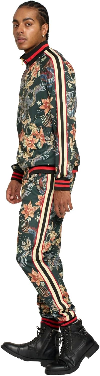 G-Style USA Men's 2-Piece Tracksuit Set Cotton Blend Zip-Up Jogging Sweatsuit With Trim Detail S-5XL