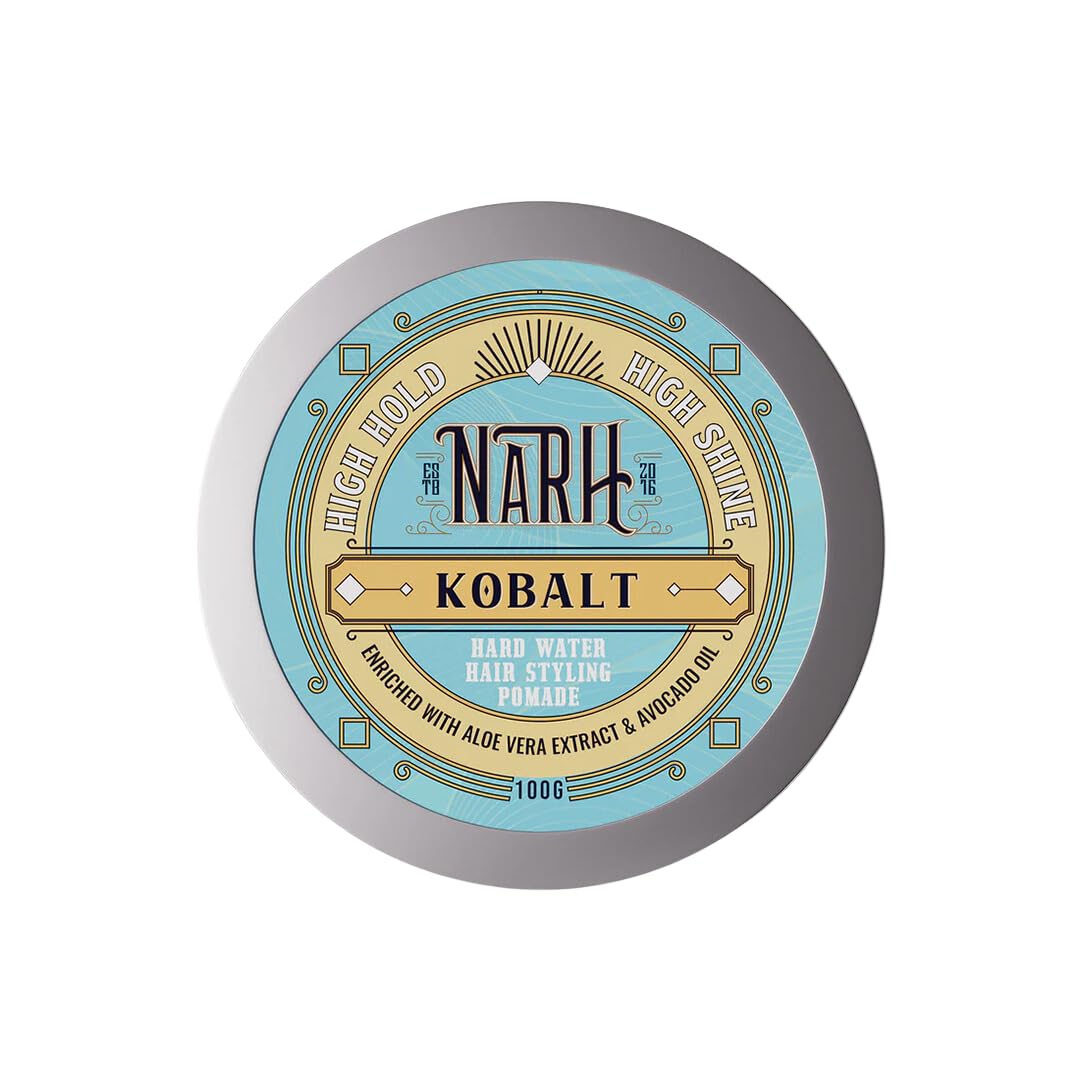 NARH KOBALT | Hard Water Hair Styling Gel Pomade | Oil-Free Hair Gel for Men, Long Lasting Hydration With Aloe Vera Extract & Avocado Oil, Non-Sticky, Nutrient-Rich Hair Care for Men, 100g