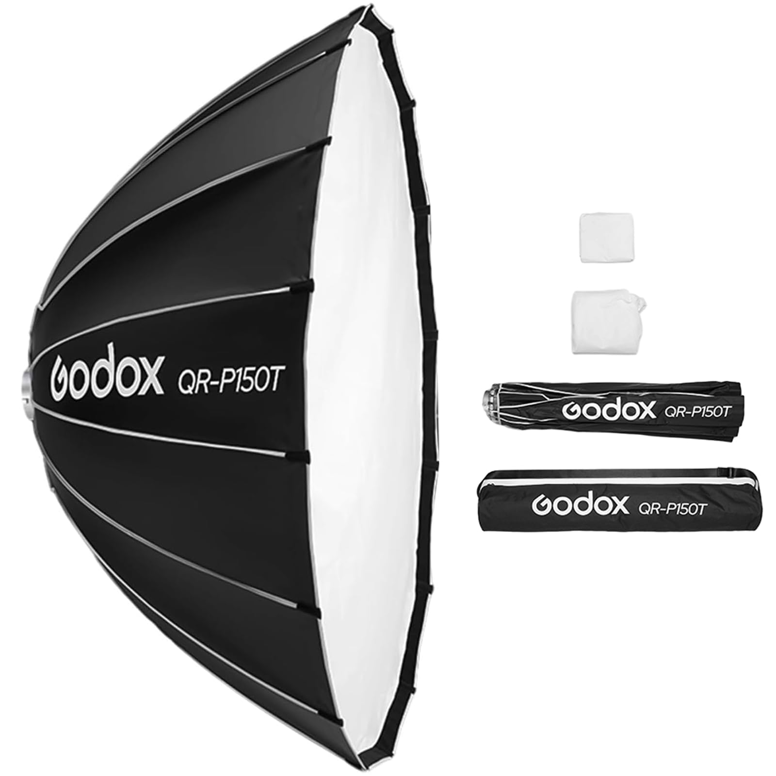 Godox QR-P150T Softbox parabólico de 150 cm/59 Pulgadas, liberación rápida con Soporte Bowens estándar y difusores para Flash Speedlite fotografía de luz Continua Retrato