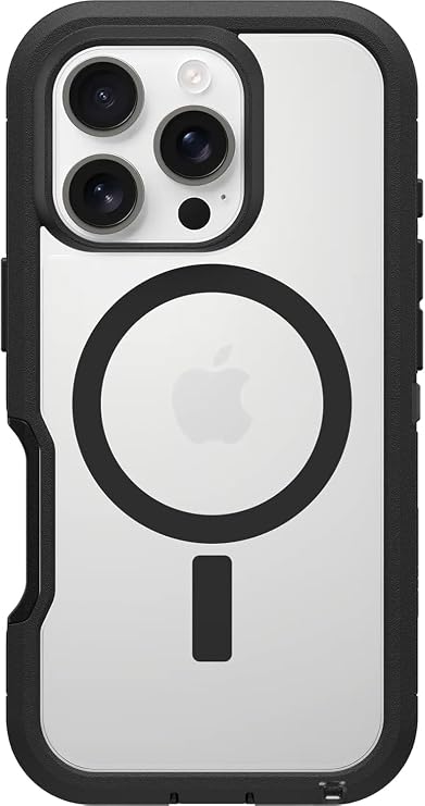OtterBox iPhone 16 Pro Phone Case Defender Series XT (Clear & Black) Military-Grade Drop Protection, MagSafe, Shockproof Protective Phone Cover, Slim Fit with Raised Bezel, Non-Retail Packaging