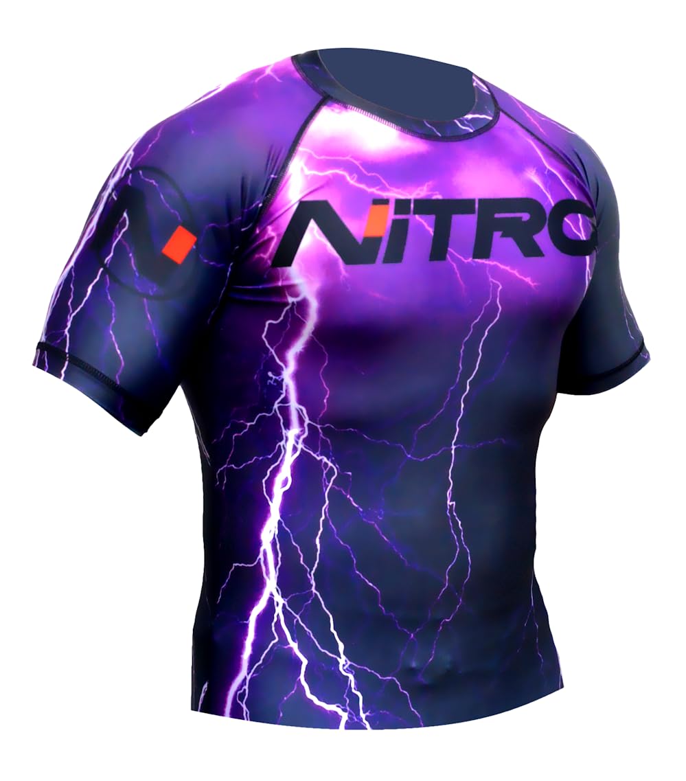 Brazilian Jiu Jitsu Rash Guard - Purple Thunder - MMA Rashguard Grappling BJJ