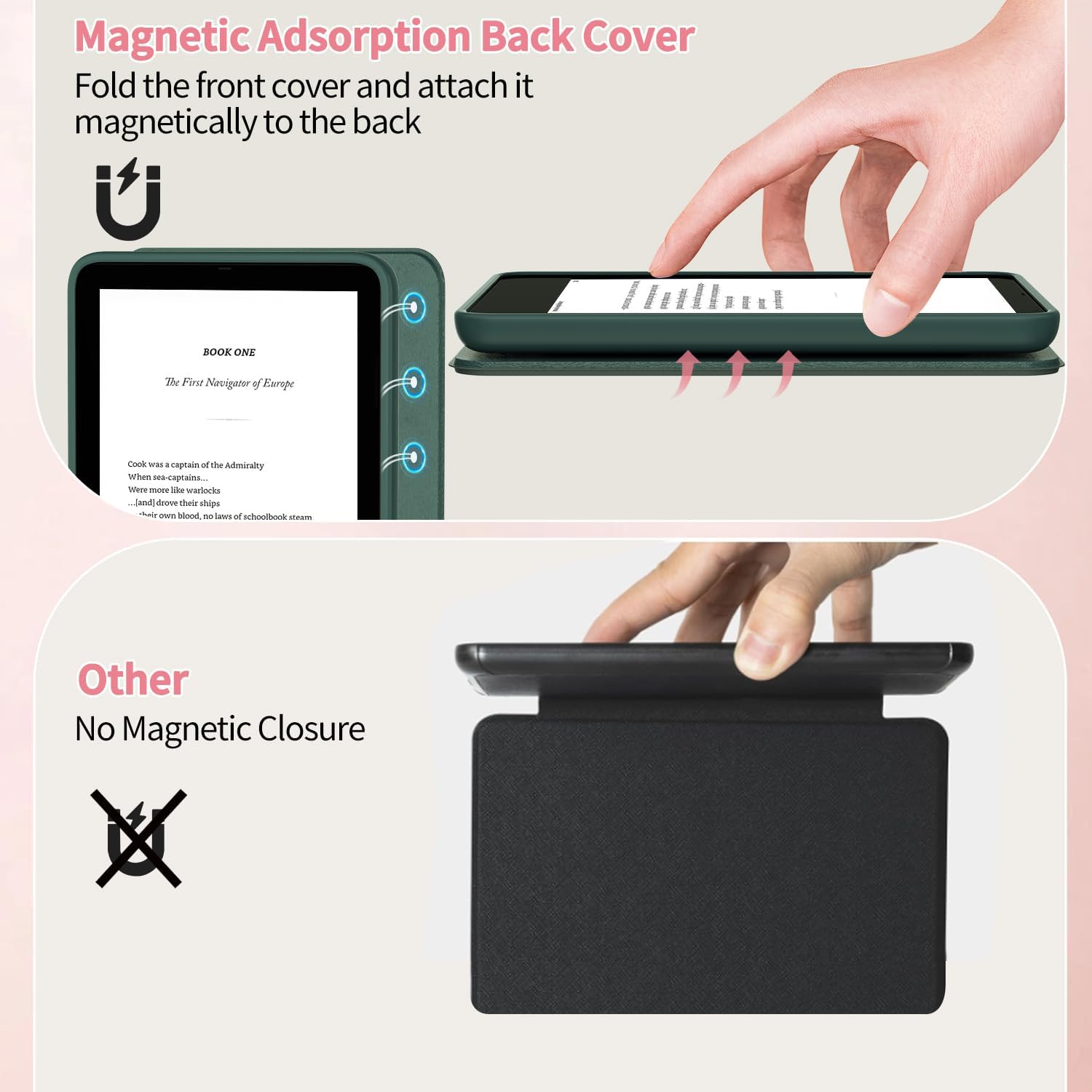 Protective Case with Magnetic TPU Back and Auto Wake/Sleep -Dark Green image 5