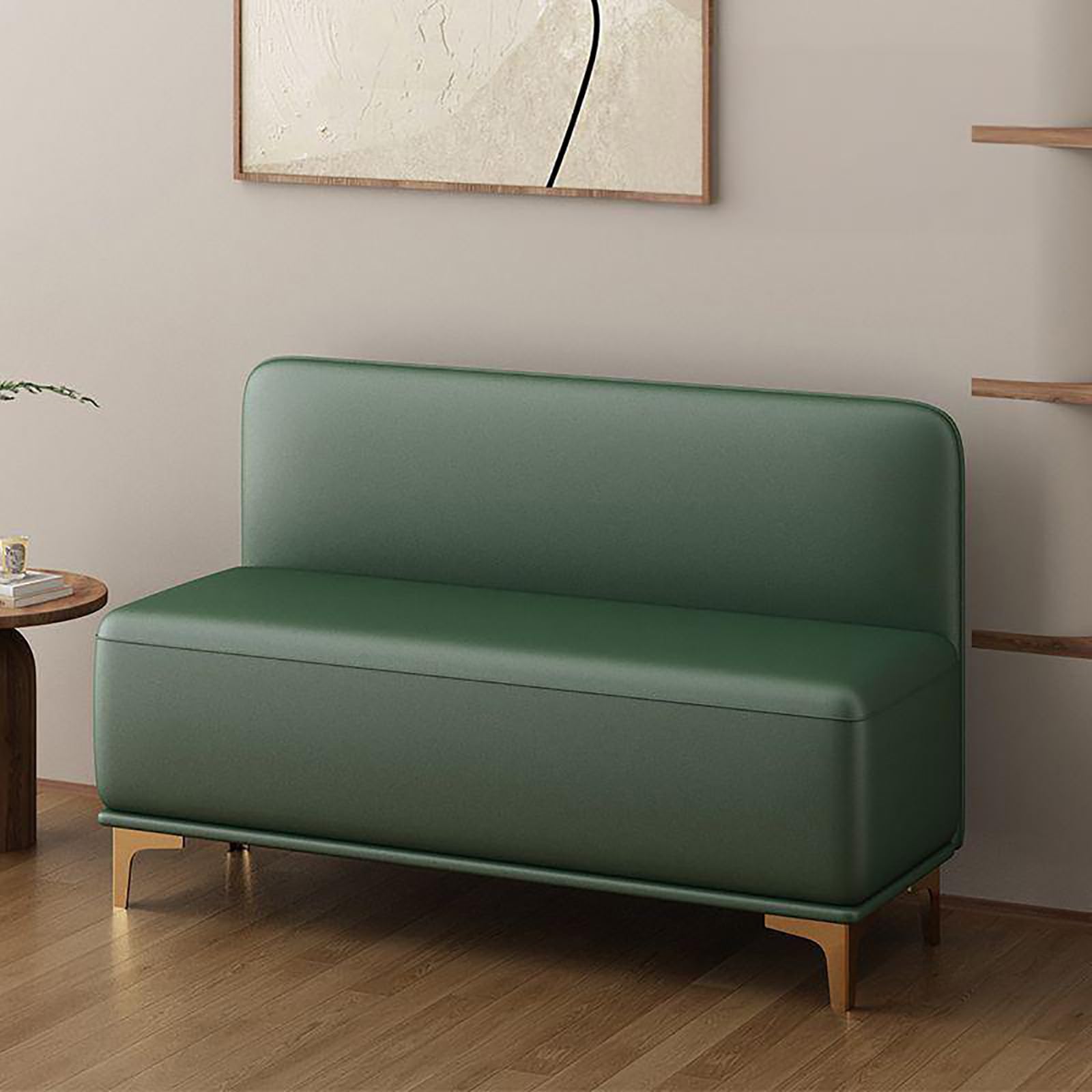 MSHGSKU Solid Wood Storage Bench with High Backrest Upholstered Shoe Bench for Entryway Living Room Office Hallway 39.4" Wide No Storage Option