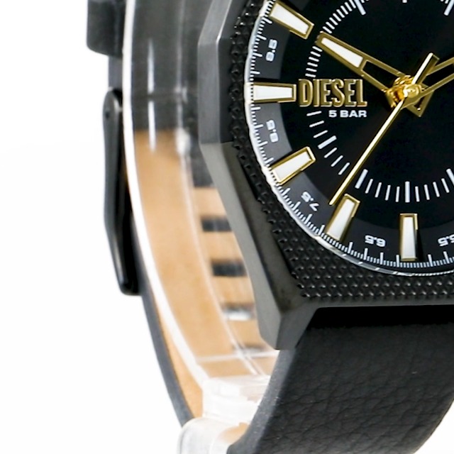ティーズ ページ37 Diesel Leather Analog Black Dial Men's Watch-Dz2210Set, Band Color