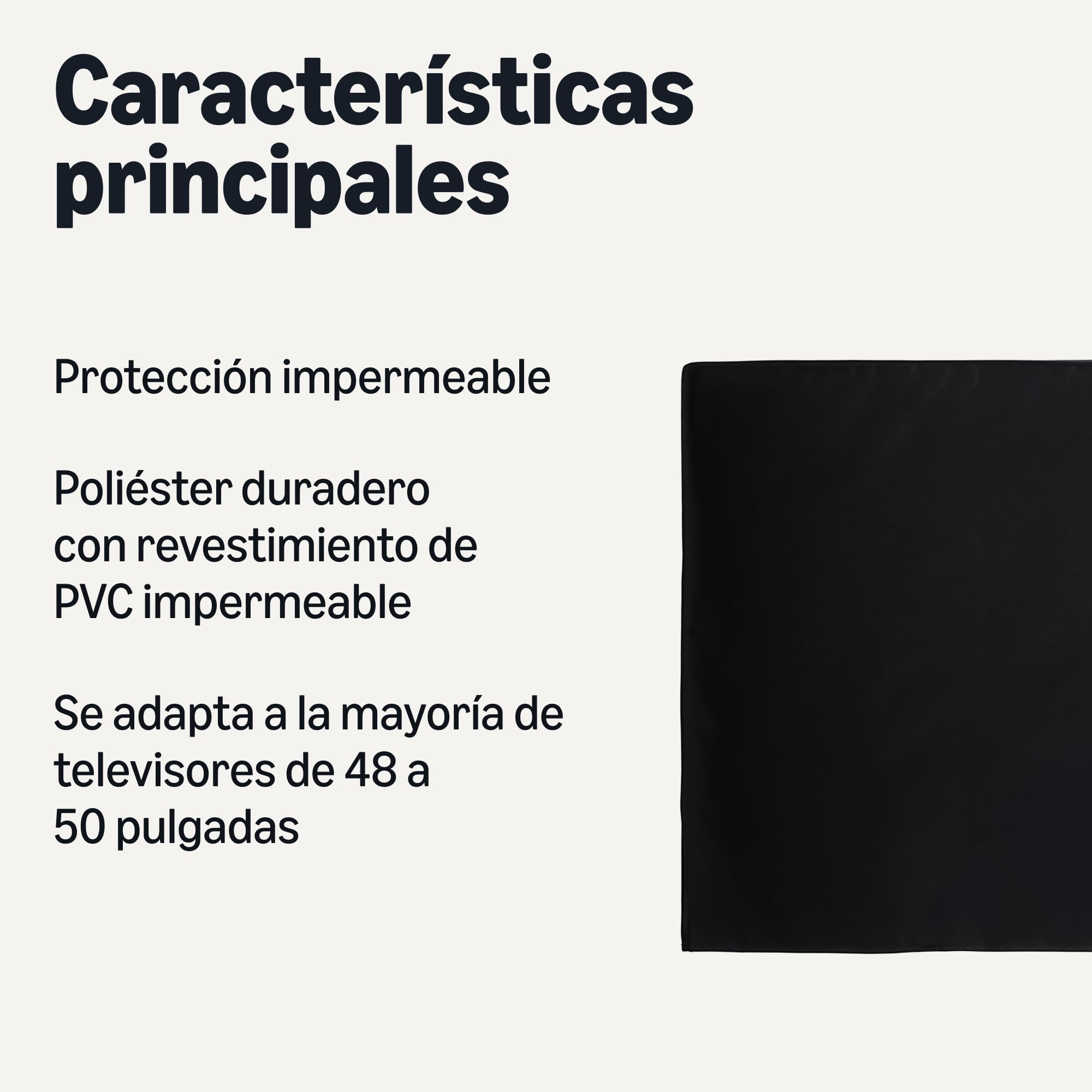 Amazon Basics Funda Impermeable para Televisores para Exteriores, Para 48 - 50 pulgadas Televisores de Pantalla Plana, 119,4 x 13,7 x 75,4 cm, Negro