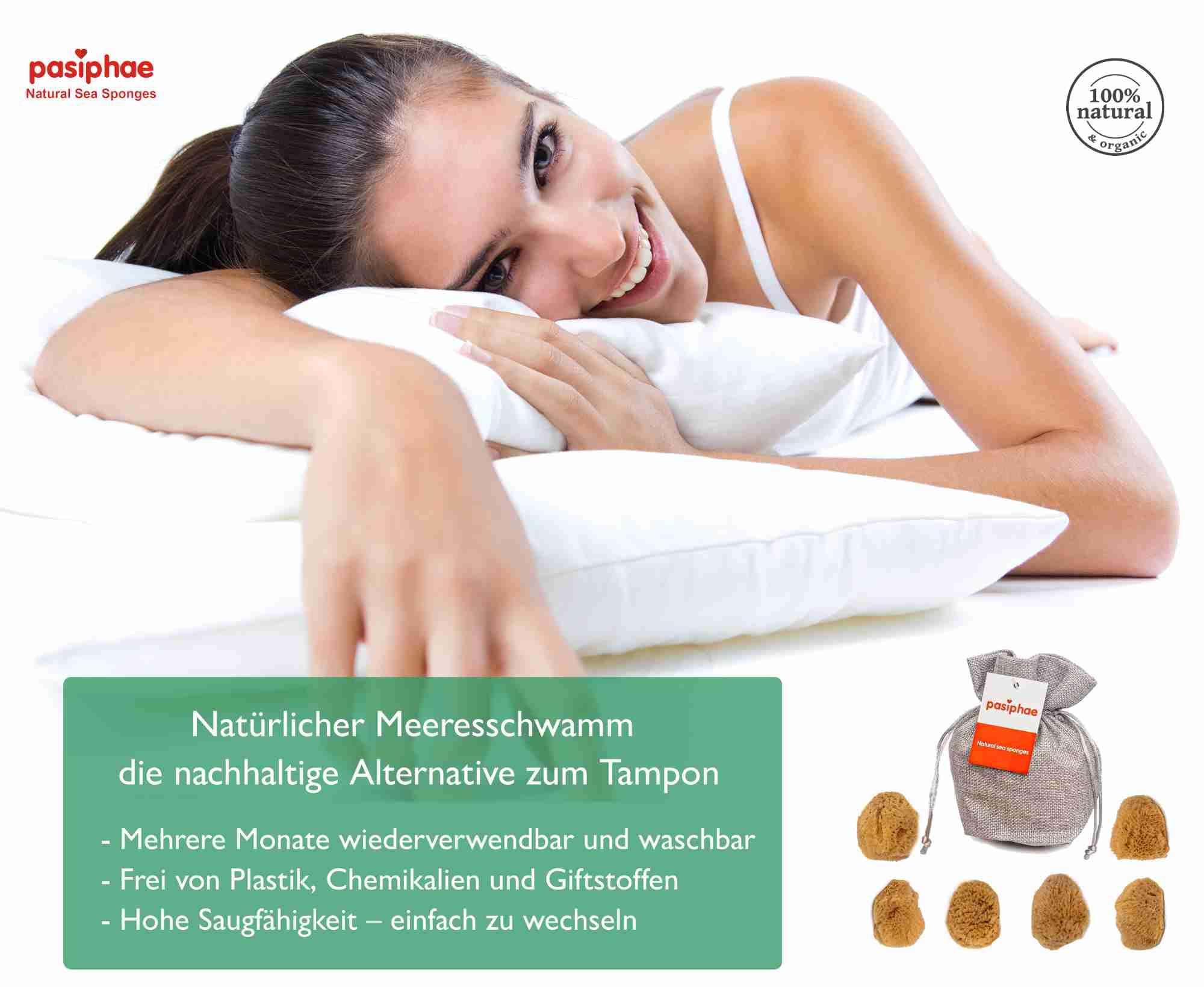 Lot de 4 éponges de mer intimes de relaxation 100 % naturelles non blanchies comme alternative naturelle au tampon doux – Réutilisables et durables (taille 5–7 cm)