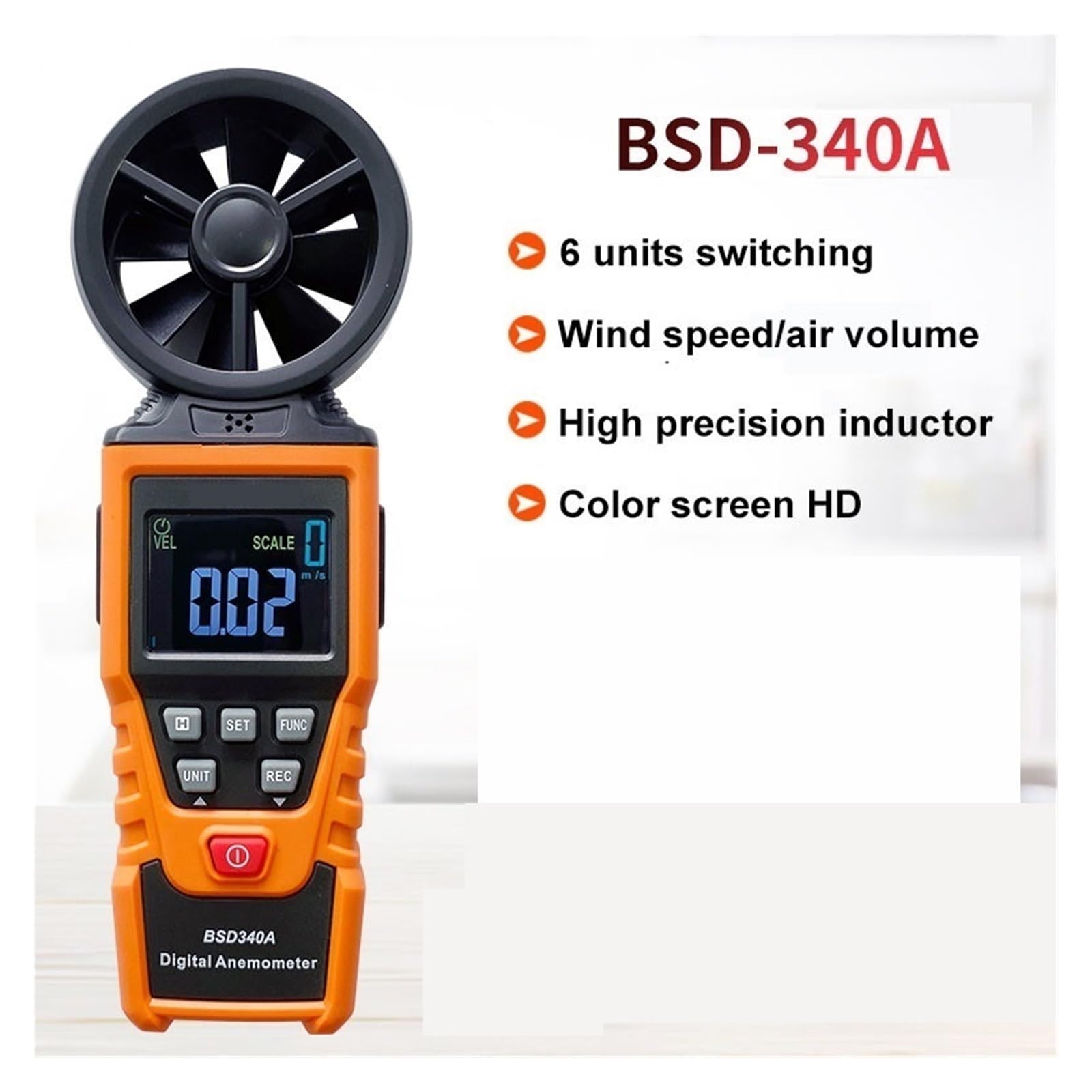 Anemómetro Medidor CFM De Velocidad Del Viento Digital Mano Prueba Medir El Flujo Aire Con Retroiluminación Mediciones Precisas Versátiles(BSD-340A)
