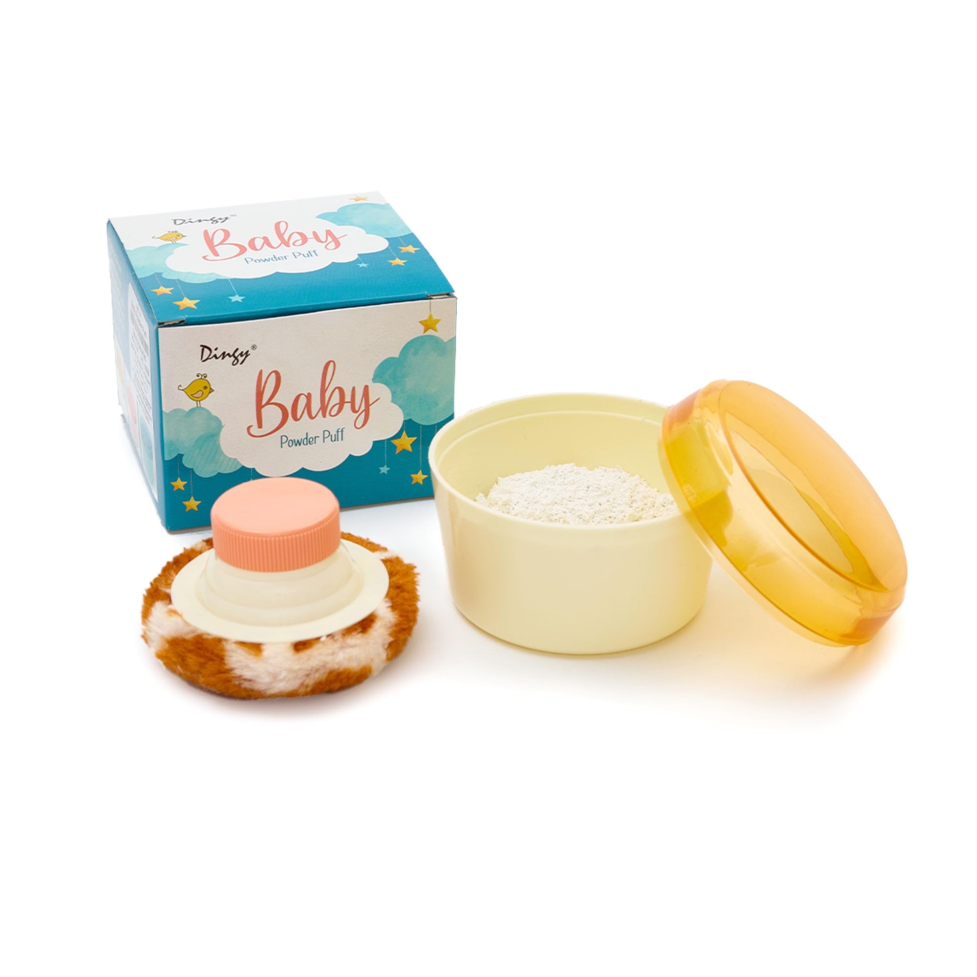 Soft Feel Baby Powder Puff | Antibacterial & BPA Free | Box Holder Container for New Born and Kids | Talc-Free Ingredients | Gentle Touch for Your Little One's Skin (Yellow, Large)-image-44