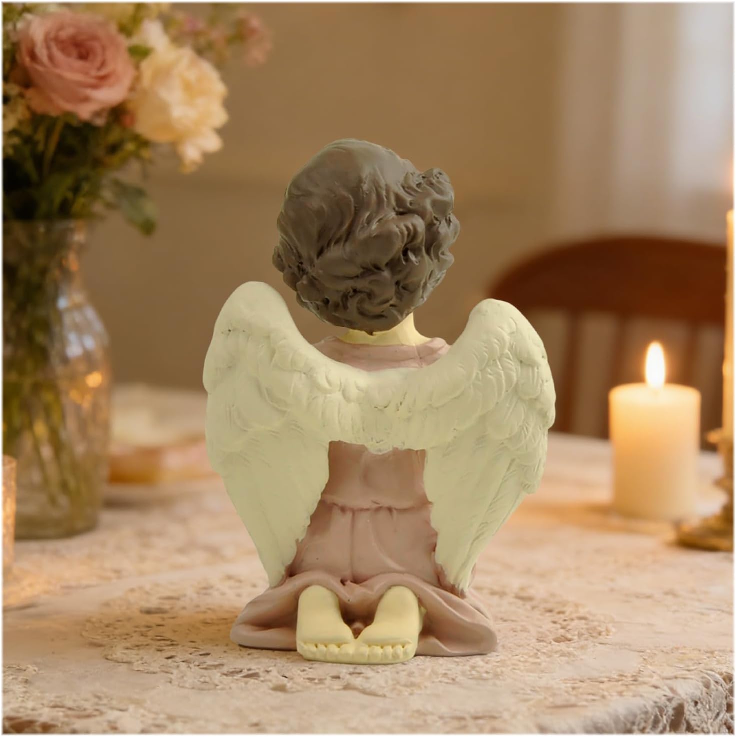 Holding Heart Kneeling Angel Statue – 3.74'' Small Resin Girl Angel Statue, Guardian Spiritual Decorative Angel Ornament, Hand-Painted Collectible Figurine for Home - Image 7