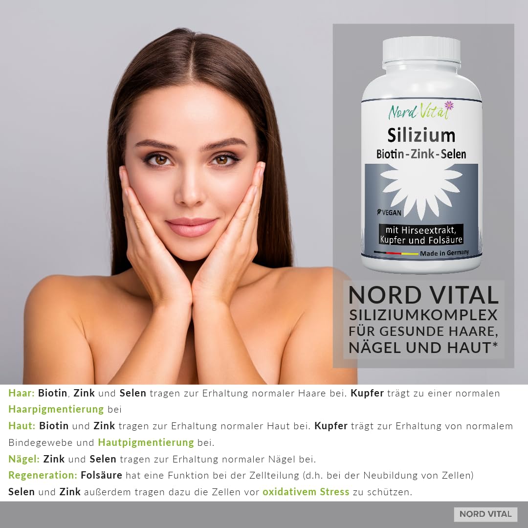 Hochdosiertes Silizium aus Bambus-Extrakt (850 mg), Hirse-Extrakt, Biotin, Zink, Selen, Kupfer, und Folsäure - organisches Silicium mit hoher Bioverfügbarkeit -120 Kapseln -Vegan - deutsche Produktion