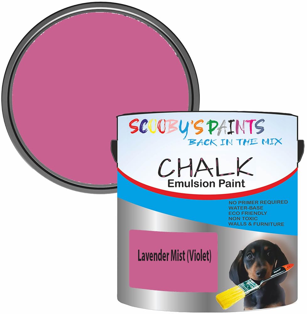 Scooby's Paints Chalk Emulsion Paint, Water-Based, No Primer Required, 250ml, For Walls and Furniture (Lavender Mist (Violet)) — image 1