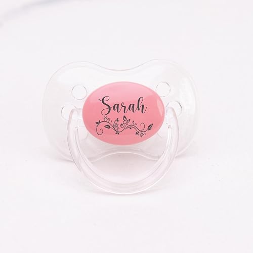 Juego de 2 chupetes personalizados con nombre y diseño de remolino de mariposa, regalo personalizado para bebé. 0-6 meses, 6-18 meses, rosa