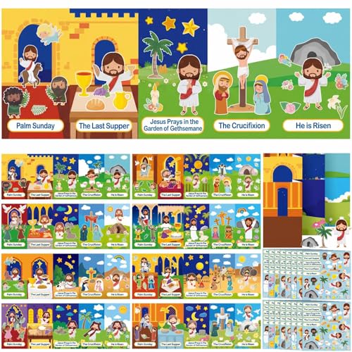 Frienda 48 Set Religious Easter Crafts Holy Week Scene Kits