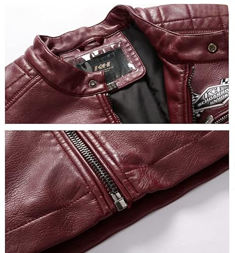 Yxyszz Men'S Faux Leather Jacket Zip Up Casual Windbreaker Motorcycle Jacket Biker Outwear Coat thumb #4