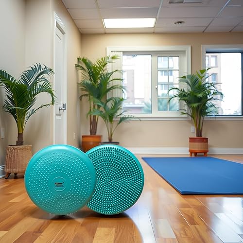 Miniatura 43 de AppleRound Cojín inflable con bomba de mano, tabla de estabilidad de aire (extragruesa), disco de equilibrio de núcleo para adultos, asiento