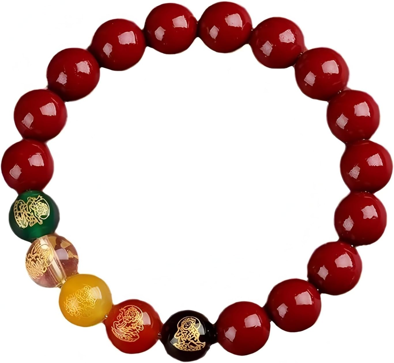 Feng Shui Cinnabar Bracelet for Wealth & Luck, 5 Gods of Wealth Red String Bracelet, Temple Blessed Authentic Jewelry, Prime Eligible Gift for Men Women