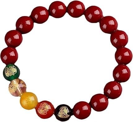 Feng Shui Cinnabar Bracelet for Wealth & Luck, 5 Gods of Wealth Red String Bracelet, Temple Blessed Authentic Jewelry, Prime Eligible Gift for Men Women