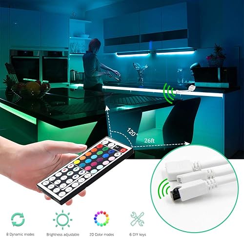 Miniatura 3 de phopollo Control remoto de 44 teclas con receptor IR de dos puertos para 5050 1224 V luces de tira LED