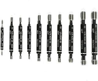 Eapmic 10pcs Double End Thread Plug Gauge Set, US Standard High Precision SKD11 GO & NO GO Gauge Set Thread Gage Detection Tool 2B ANSI Taper Lock Design