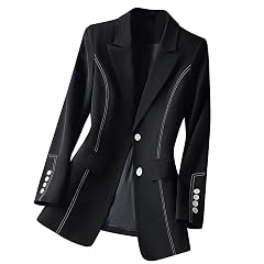 HGps8w Elegant Blazers for Women Lapel Open Front Cardigan Long Sleeve Trendy 2025 Casual Work Office Suit Jackets
