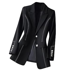 HGps8w Elegant Blazers for Women Lapel Open Front Cardigan Long Sleeve Trendy 2025 Casual Work Office Suit Jackets