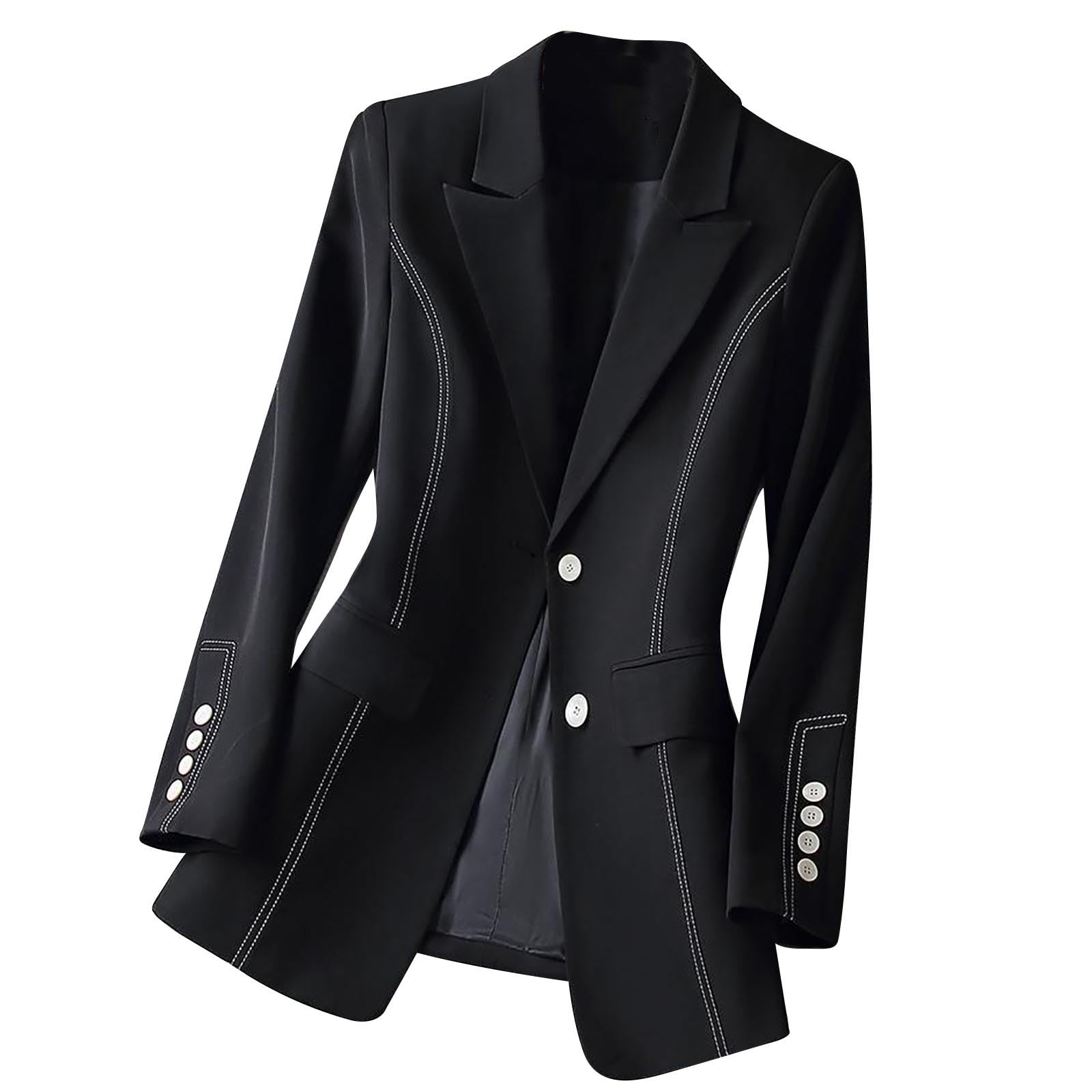 HGps8w Elegant Blazers for Women Lapel Open Front Cardigan Long Sleeve Trendy 2025 Casual Work Office Suit Jackets
