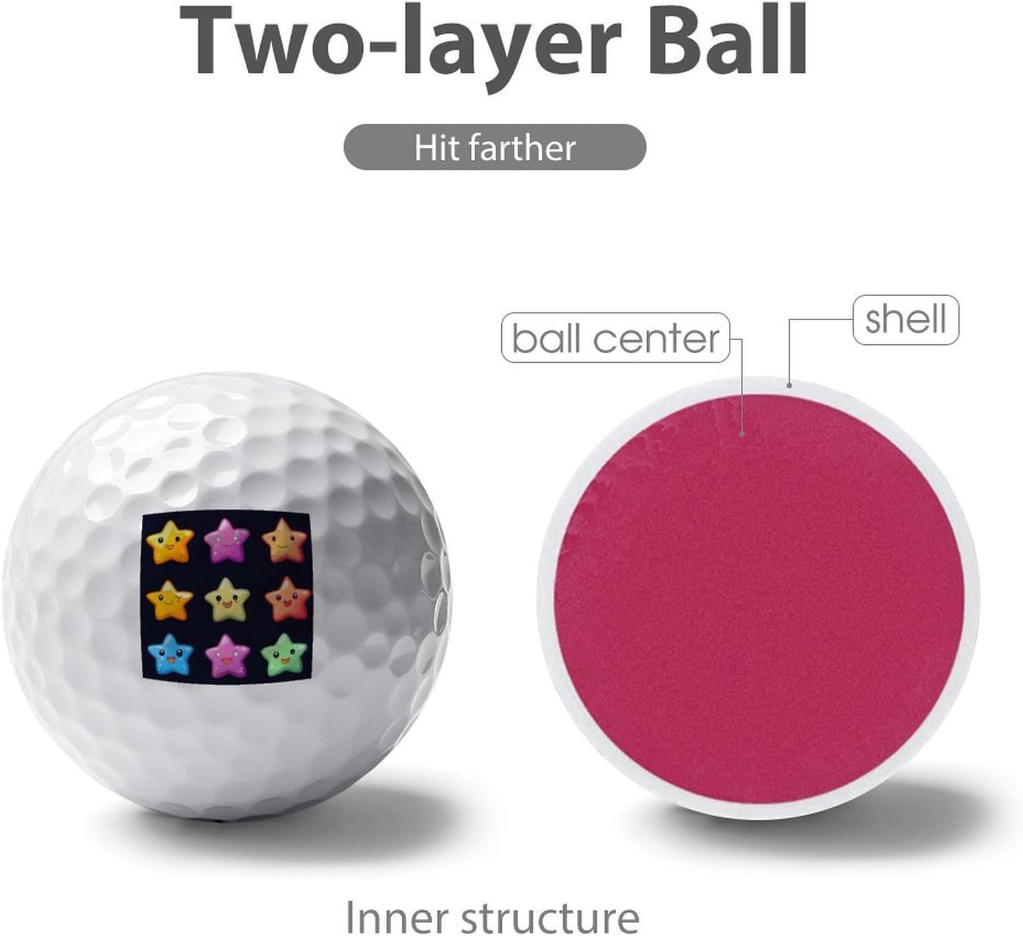 Colorful Stars Print Golf Balls Personalized Novelty Balls Gift for Men Women Golfers Lovers