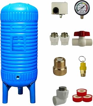 16-132 Gallon Large Vertical Well Pressure Tank, PE Water Pressure Tank, Pressurized Water Storage Containers W/Mounting Kit for Well Pump/Agricultural/Shower/Kitchen110x45cm150L/39.6GAL