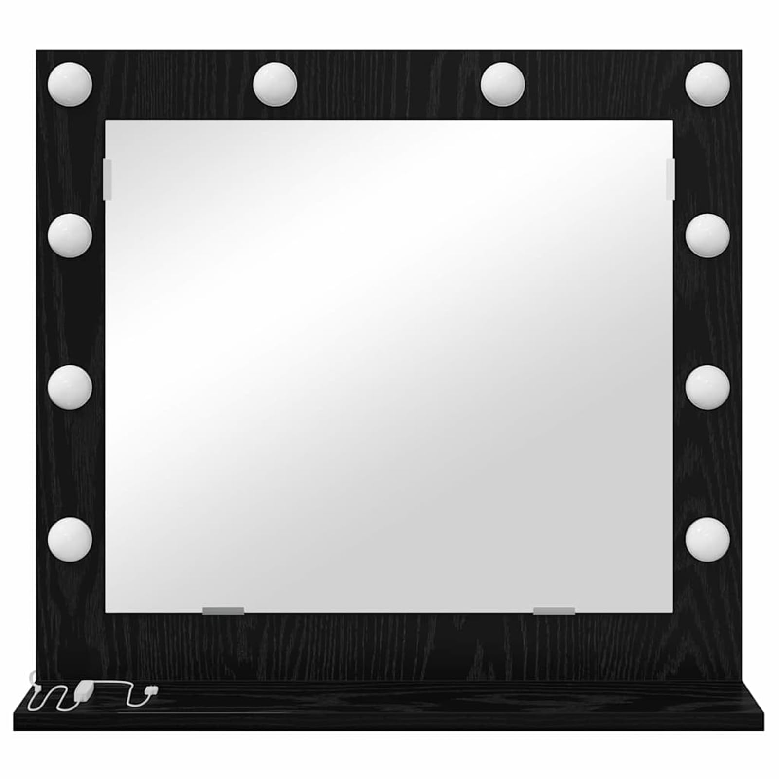 Gecheer Schminkspiegel mit LED-Lichtern Schwarz Eiche 60x55x18 cm, Deko Spiegel Bathroom Mirror für Badezimmer Make-up Rasur Wohnung Hotel868286