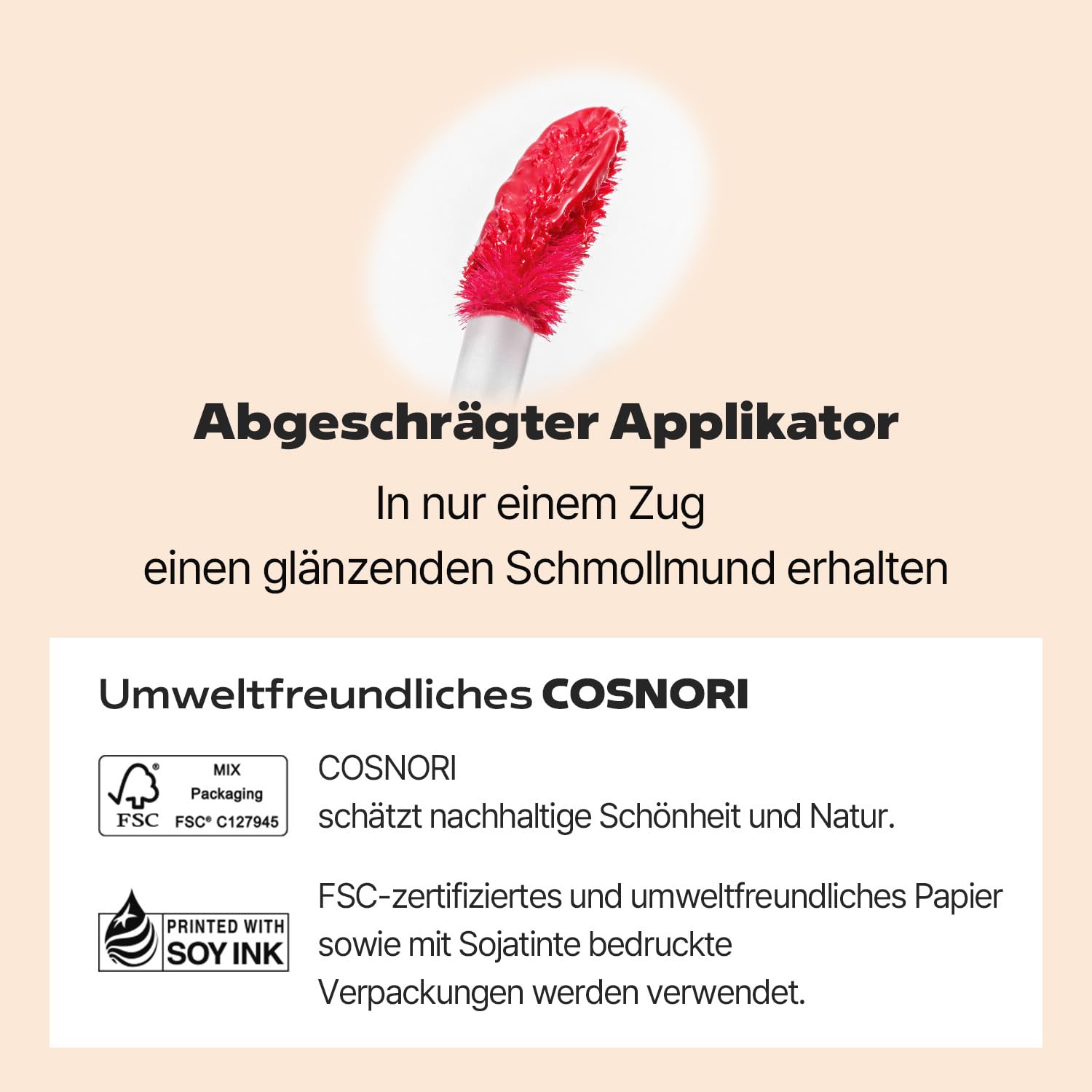 COSNORI Flow Wave Lip Tint – wegański, glazurowany błyszczyk do ust, lekki i długotrwały, nawilżający na bazie oleju roślinnego, K-Beauty (06 DEAR)