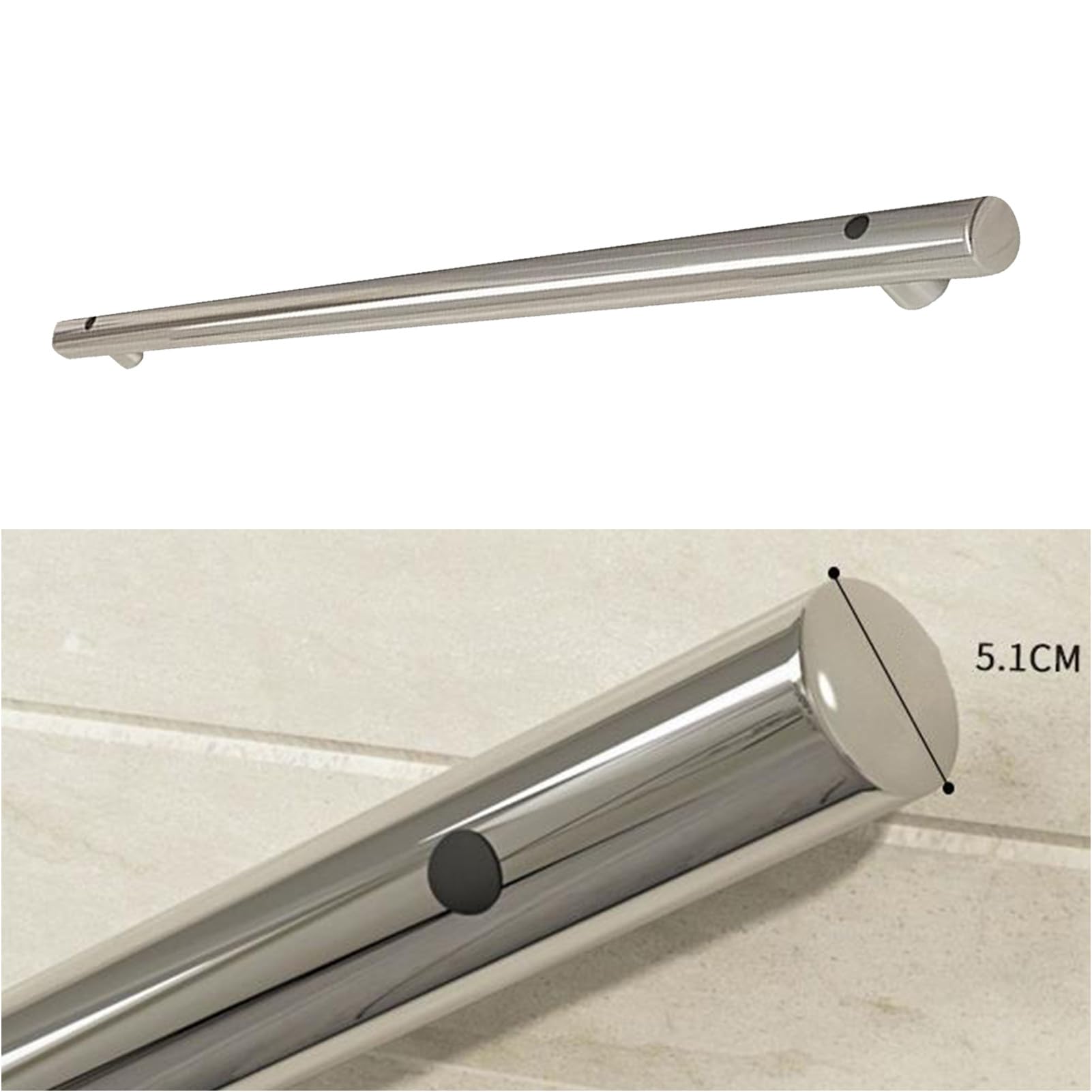 Barandillas Antideslizantes de Acero Inoxidable para escaleras, Kit de barandilla con Varilla de Soporte de 100 cm para barandillas de escaleras Interiores, de hospitales y hogares
