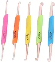 Pssopp Ganchos de crochê, Agulhas Duplas de Alumínio Ergonômicas Coloridas Com Aderência Suave para Suéteres, Cobertores e Cachecóis