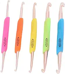 Pssopp Ganchos de crochê, Agulhas Duplas de Alumínio Ergonômicas Coloridas Com Aderência Suave para Suéteres, Cobertores e Cachecóis