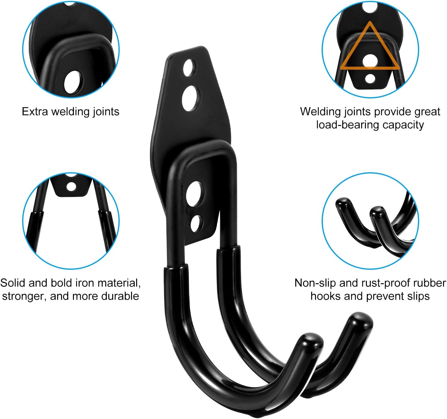 uxcell 12Pcs Garage Hooks, 68mm/2.68" Small Wall Storage Hooks Utility Iron Garage Storage Hooks for Organizing Power Tools, Ladders, Bulk Items, Bikes, Ropes, and More Equipment