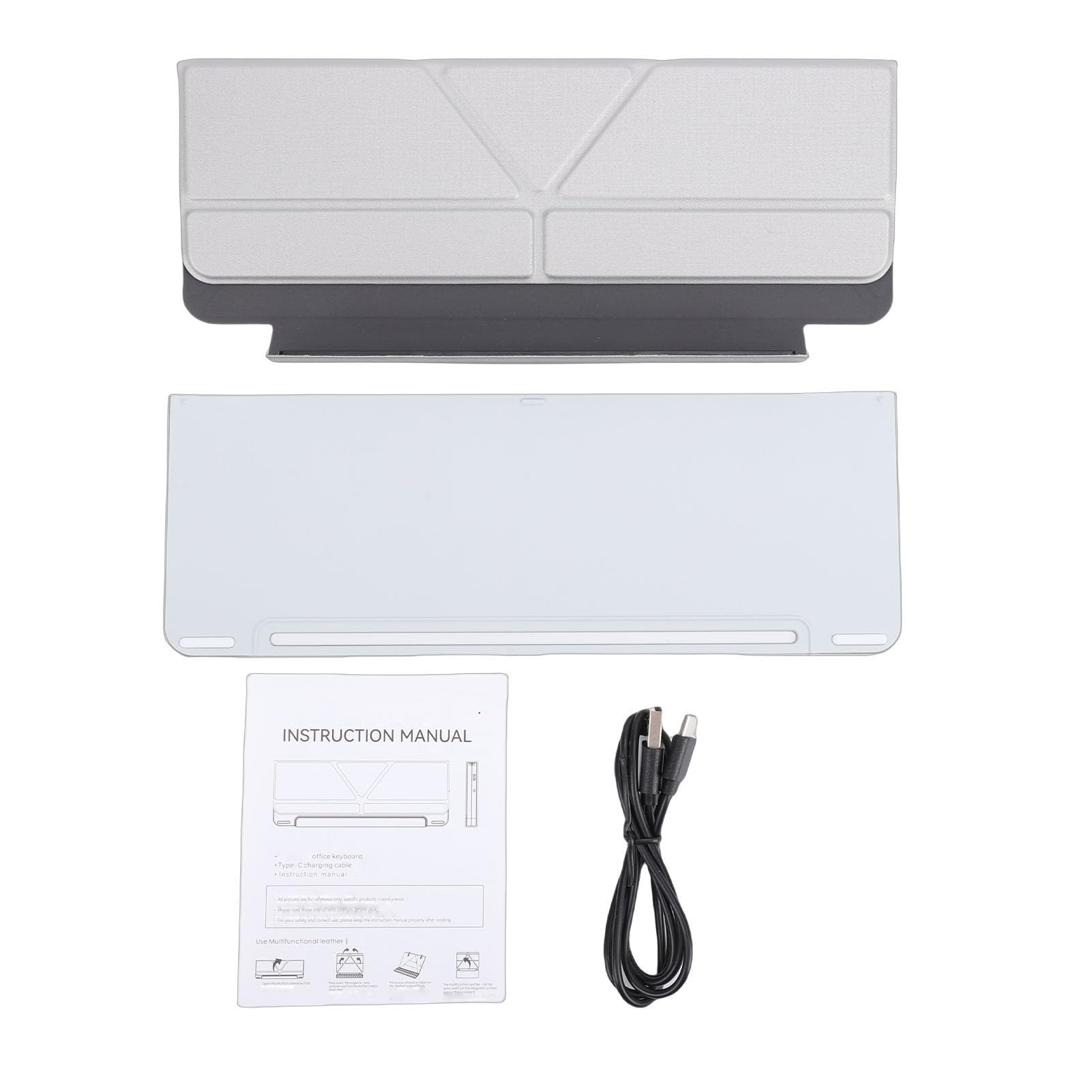 ASHATA Tastiera Bluetooth Pieghevole con Touchpad, Tastiera da Viaggio Portatile Pieghevole con Digitazione Silenziosa con Ampio Trackpad per Android IOS Tablet Laptop PC (SILVER)