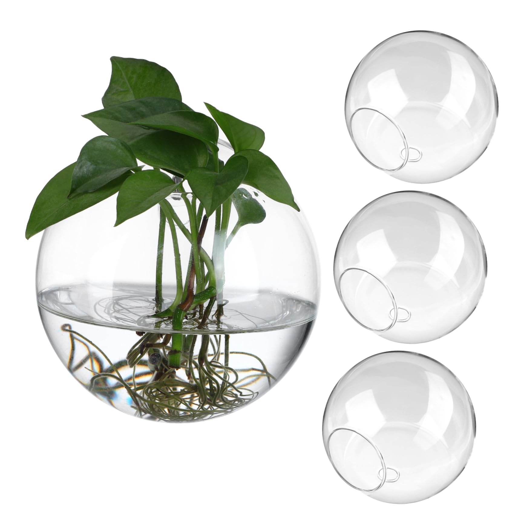 4Piezas Macetas de Transparentes para Pared Estación de Propagación de Plantas Colgantes Jarrones Redondos para Decoración de Interiores Diseño Elegante y Ahorrador