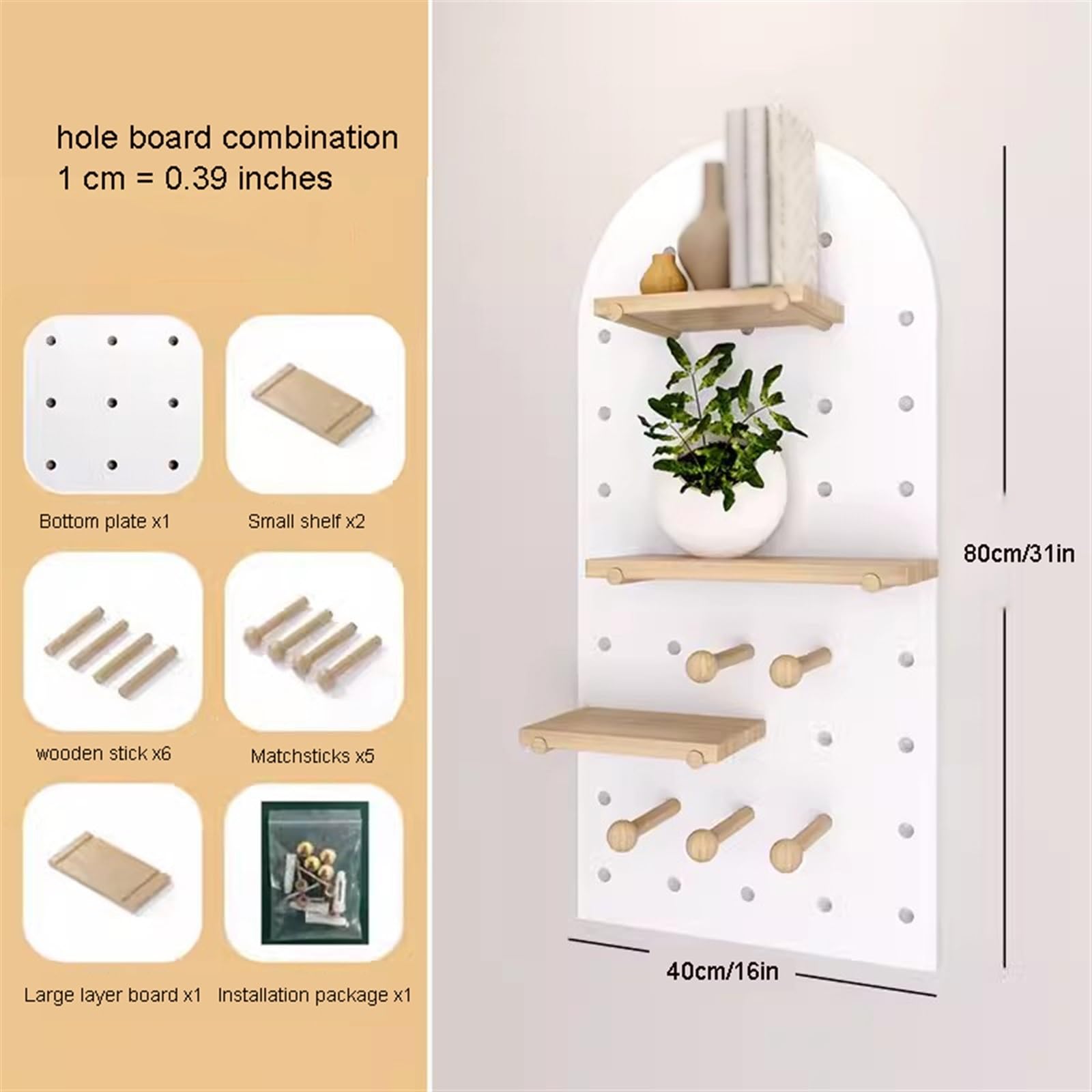 PannelloForato, Legno Pannelli Forati Parete Schermo, Fai Te Magazzinaggio Schermo Pannelli, Sospeso con Assortimento Attrezzo Organizzatore per Banco Lavoro(Grigio,40x80cm)