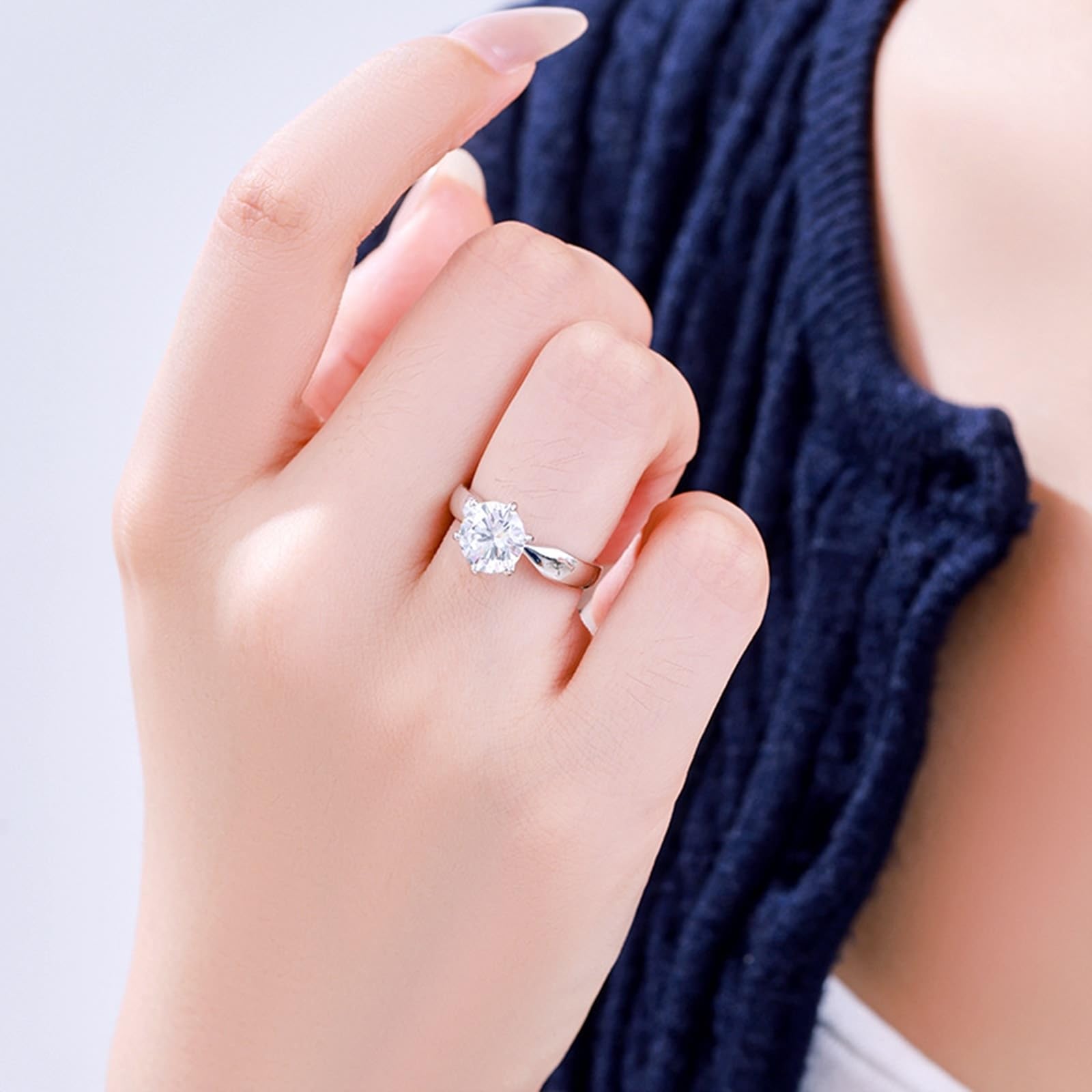Anillo de solicitud de 9 K/14K/18K oro/oro blanco/PT950 auténtico con moissanita solitaria