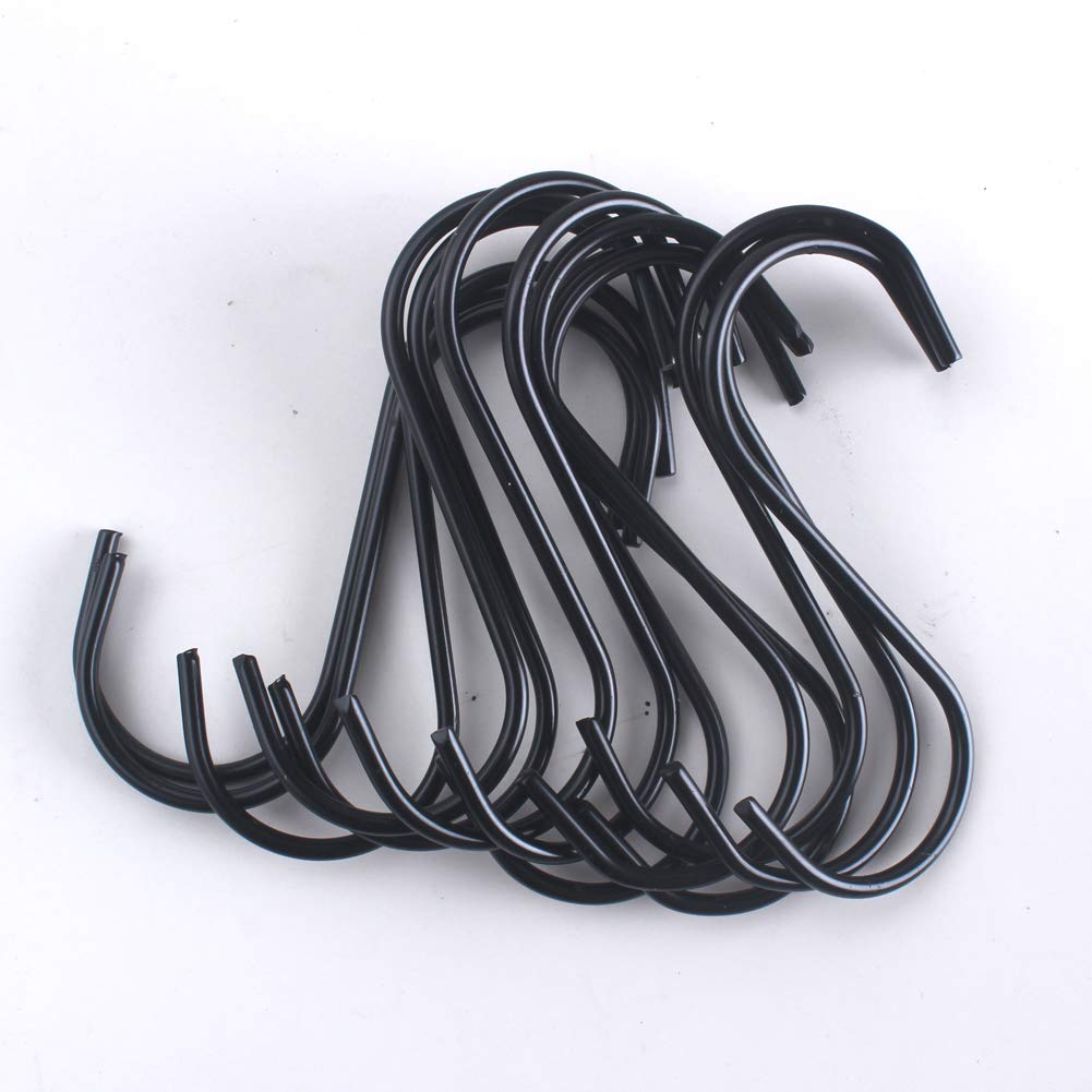 Paquete de 30 ganchos negros en S para colgar sartenes de cocina, ollas, ropa de armario, bolsas de plantas, toallas 5