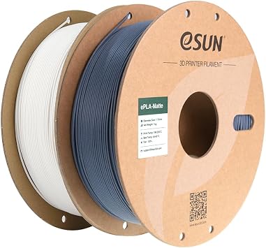 eSUN Matte PLA Filament 1.75mm, 1KG per Spool, 2 Spools Matte 3D Printing Filament for 3D Printers, Milky White + Dark Grey