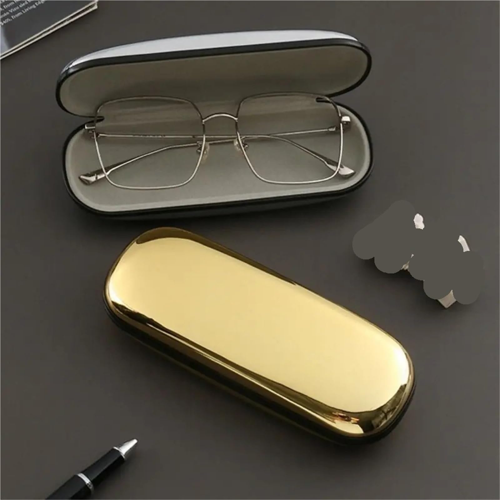 Hartes Brillenetui, Brillenbox, for Damen, optisches Etui aus Eisenblech