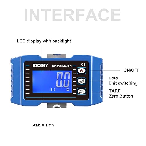 Miniatura 3 de RESHY Báscula digital de grúa de 2200 libras2,204.6 lbs, báscula colgante digital industrial resistente para granja, ciervos, ganado, fábrica,