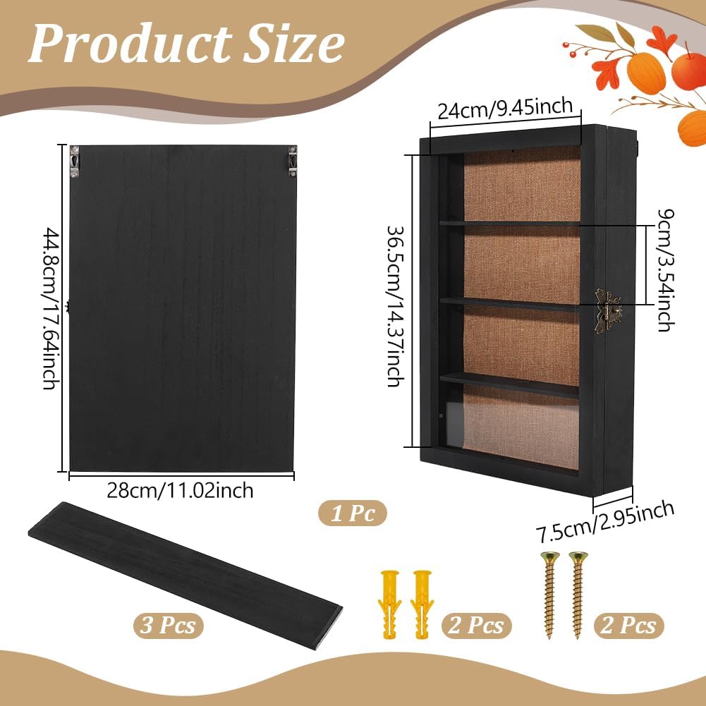 UNICRAFTALE 1Pc Black Wooden Display Shadow Box with Clear Lid