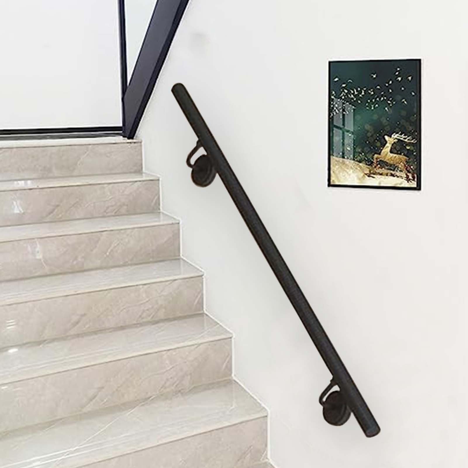 Corrimano per Scale per pareti da 1, 2, 3, 4, 5, 6 Metri, Kit di Supporto per corrimano in Ferro battuto per Scale, Asta di Supporto a Parete, Barra di Sicurezza Antiscivolo(280cm)