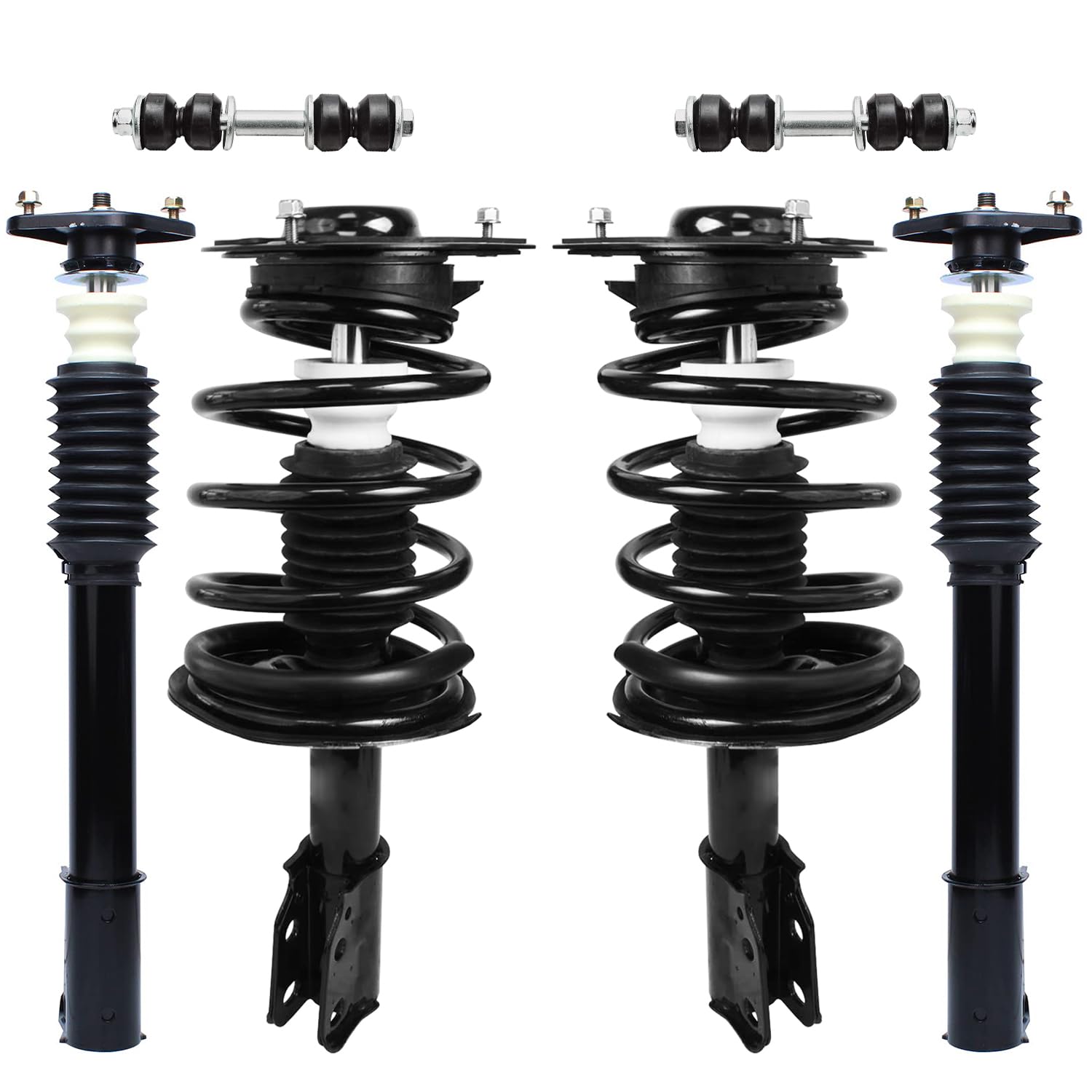 Detroit Axle - 6pc Front and Rear Strut &amp; Coil Spring Assemblies w/Front